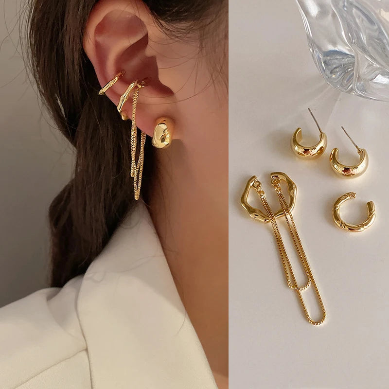 Luxury Star Butterfly Crystal Tassel Ear Clip Earrings - Sparkling Zircon Ear Cuffs, Elegant Fashion Jewelry Accessories for Women