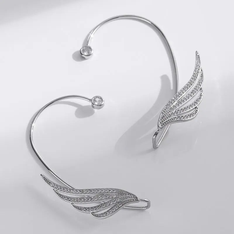 Luxury Star Butterfly Crystal Tassel Ear Clip Earrings - Sparkling Zircon Ear Cuffs, Elegant Fashion Jewelry Accessories for Women