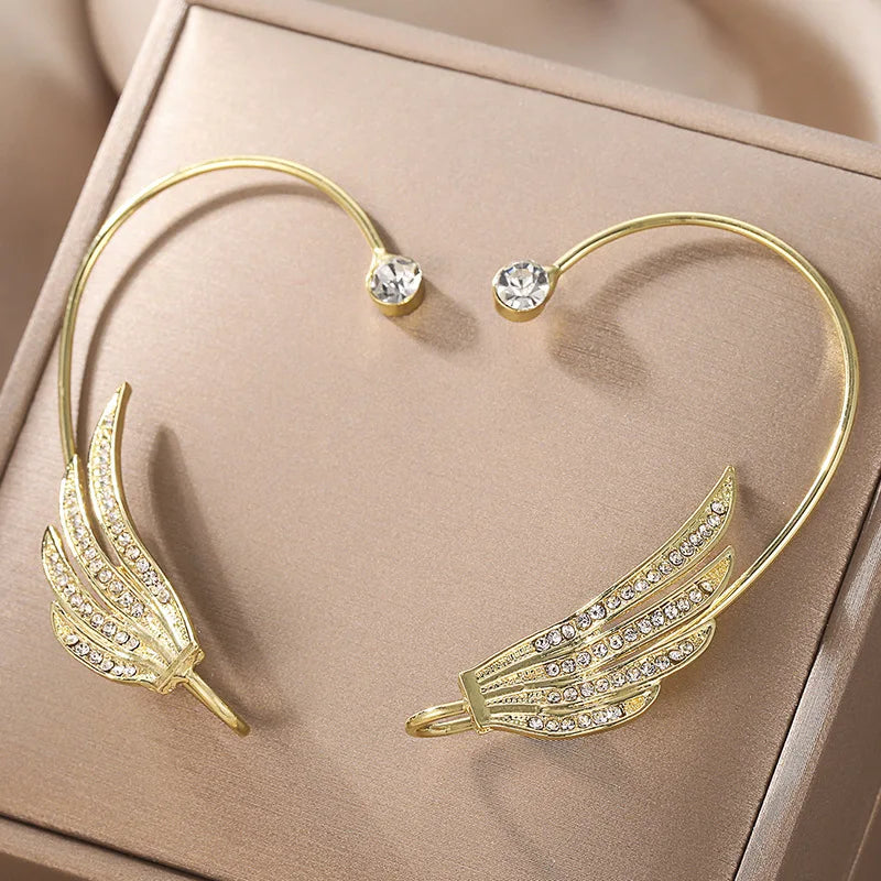 Luxury Star Butterfly Crystal Tassel Ear Clip Earrings - Sparkling Zircon Ear Cuffs, Elegant Fashion Jewelry Accessories for Women
