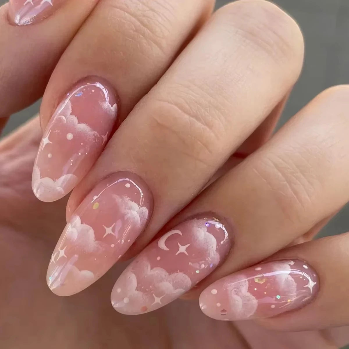 24-Piece Sweet Cat Eye French Press-On Nails with 3D Bow Knot Design